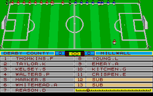Superleague Soccer (Atari ST) screenshot: First game against Millwall: teams entering the pitch
