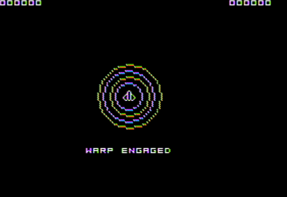Space Warrior (Apple II) screenshot: Warping into Danger