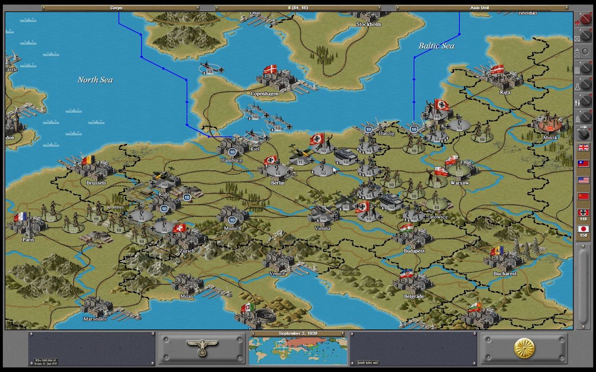Strategic Command: WWII Global Conflict (Windows) screenshot: Europe September 1939