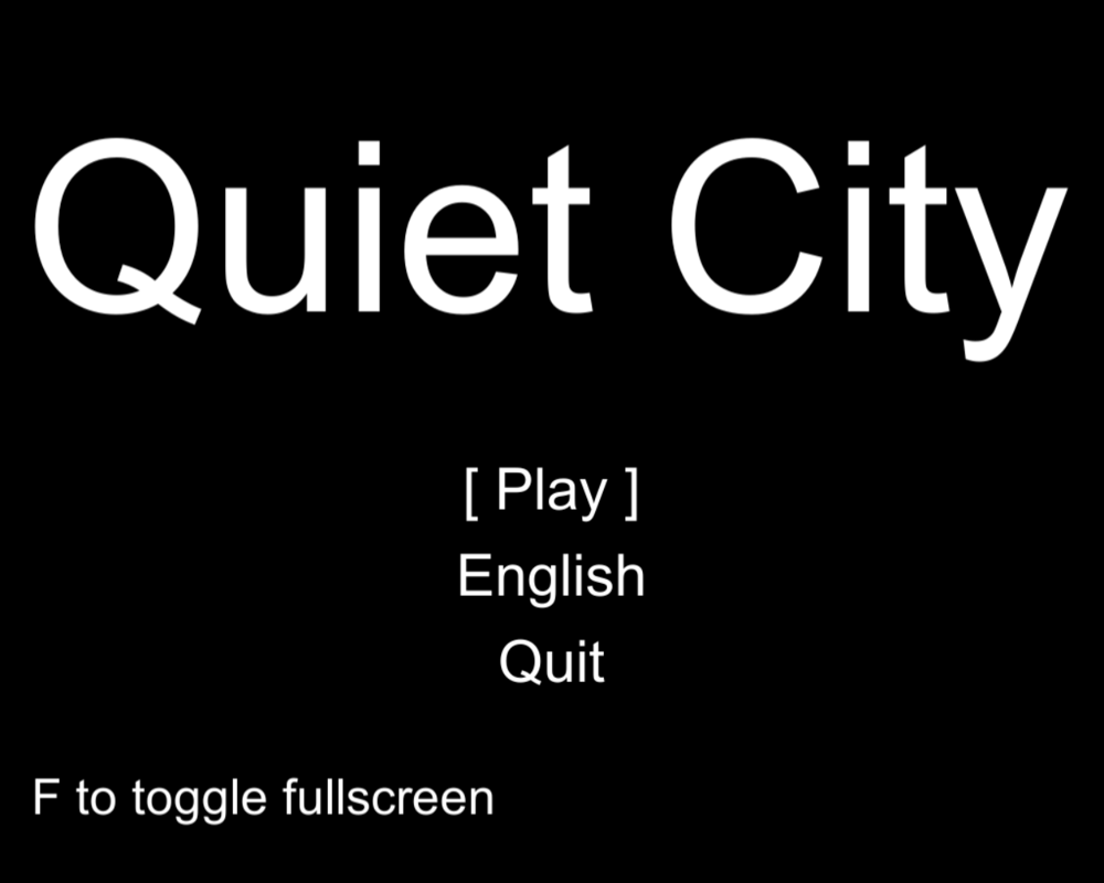 Quiet City (Windows) screenshot: Title screen and menu