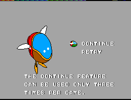 Zillion (SEGA Master System) screenshot: Opa Opa from fantasy zone on continue screen