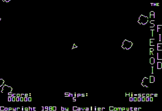 The Asteroid Field (Apple II) screenshot: Starting