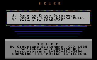 Melee (Commodore 64) screenshot: Starting screen.