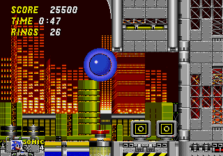 Sonic the Hedgehog 2 (Genesis) screenshot: Get those bonus items on the right for extra rings