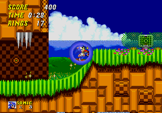 Sonic the Hedgehog 2 (Genesis) screenshot: Mind those traps and save up those rings