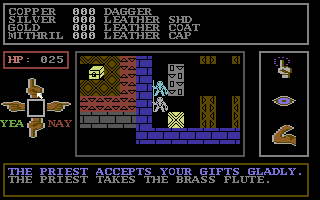 Melee (Commodore 64) screenshot: Making a charitable donation.