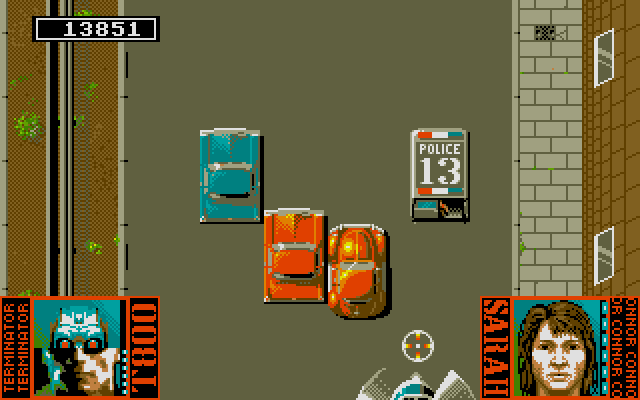 Terminator 2: Judgment Day (DOS) screenshot: Level 7 - Ride a SWAT van and destroy helicopter