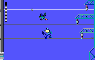 Mega Man (DOS) screenshot: Bird. Easy enemy... but in this game, annoying