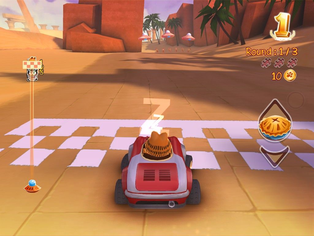 Garfield Kart (Windows) screenshot: Someone hit me with a sleep attack