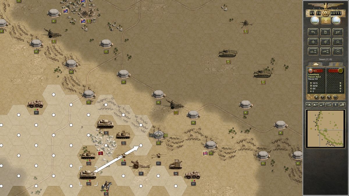 Panzer Corps: Afrika Korps (Windows) screenshot: Panzers can easily deal with British bunkers