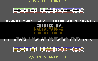 Bounder (Commodore 64) screenshot: Title screen