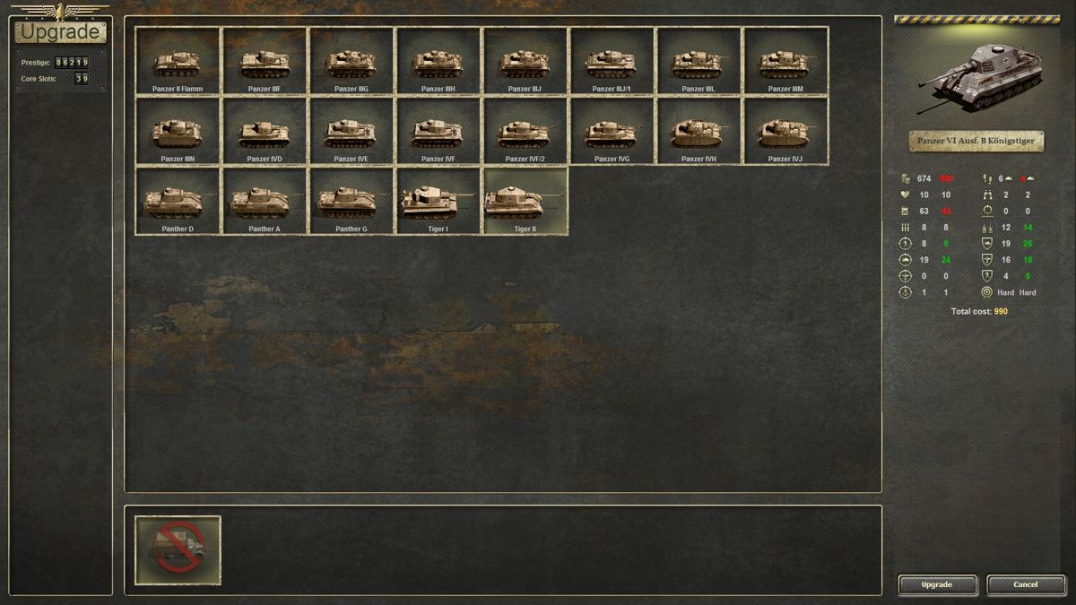 Panzer Corps: Afrika Korps (Windows) screenshot: List of all available German tanks