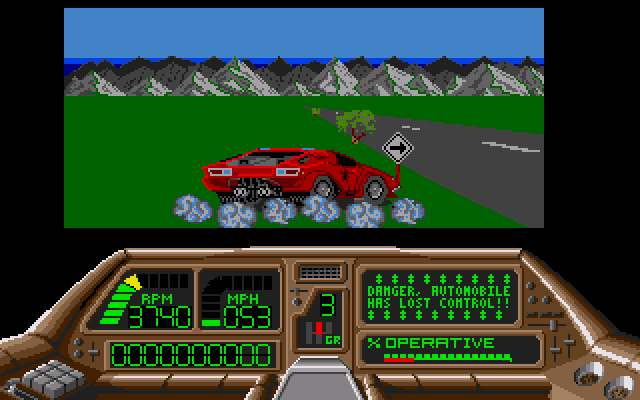 Techno Cop (Amiga) screenshot: Spinning out of control