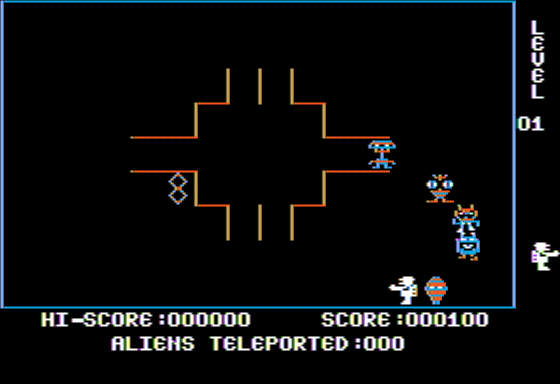 Teleport (Apple II) screenshot: A Cocooned Alien Follows Me