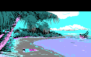 Carré d'As (DOS) screenshot: The starting screen of Robinson Crusoe adventures
