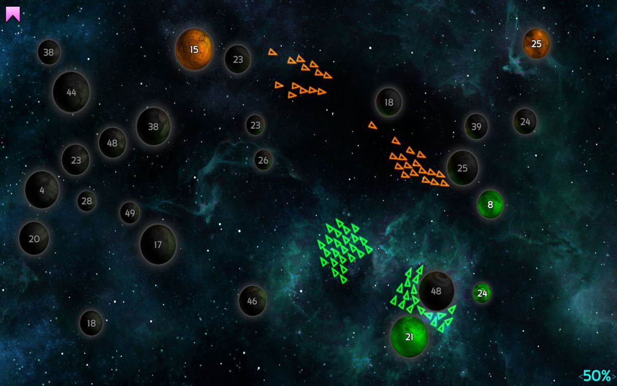 Galcon Fusion (Windows) screenshot: A game of Galcon in the Classic mode