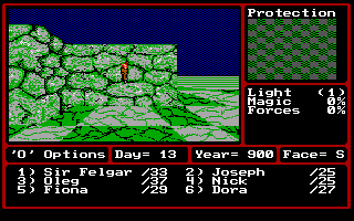 Might and Magic II: Gates to Another World (DOS) screenshot: All cave dungeons in the game look like this. They are complex mazes with lots of stuff to discover