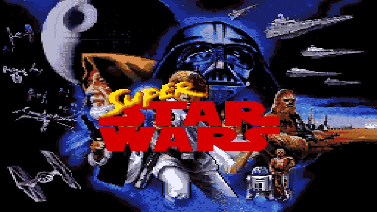 Super Star Wars (PlayStation 4) screenshot: Title screen (fullscreen mode, original pixel display)