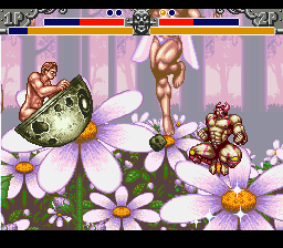 Chō Aniki: Bakuretsu Rantōden (SNES) screenshot: Colorful background