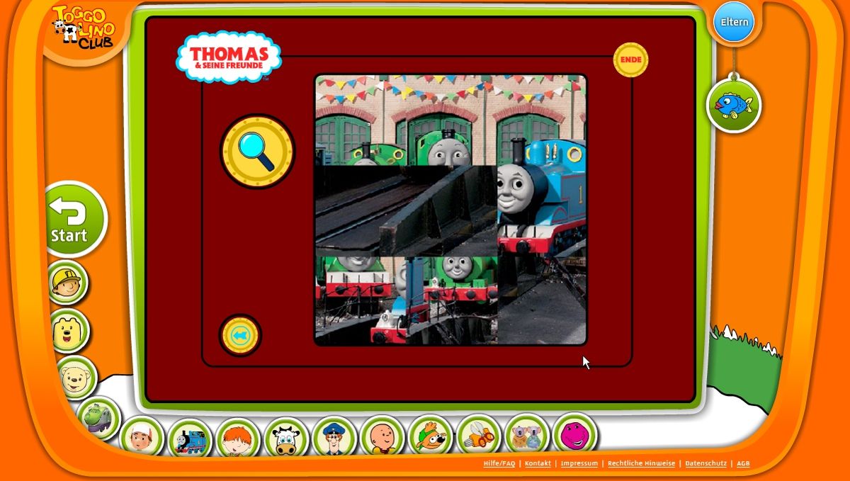 Toggolino Club (Browser) screenshot: Thomas and Friends: doing a jigsaw puzzle.