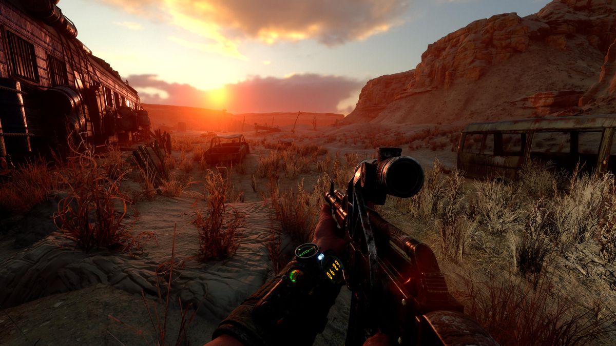 Metro: Exodus (Windows) screenshot: Enjoying the sunset.