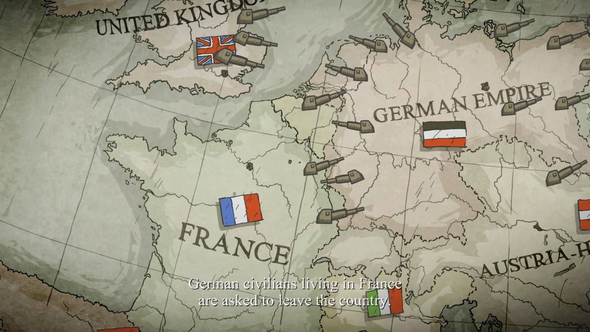 Valiant Hearts: The Great War (PlayStation 4) screenshot: The map at the start of World War I
