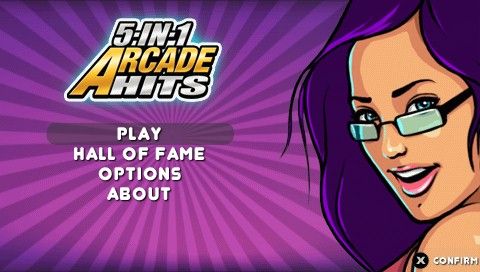 5-in-1 Arcade Hits (PSP) screenshot: Main menu