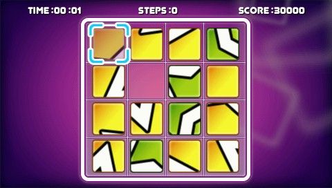 5-in-1 Arcade Hits (PSP) screenshot: Restore the puzzle by rearranging the pieces.