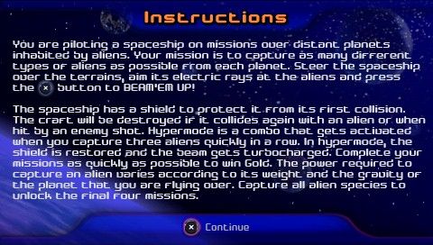 Beam 'Em Up (PSP) screenshot: Instructions