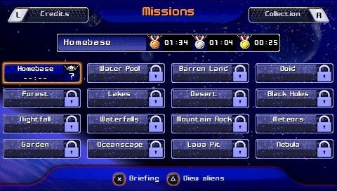 Beam 'Em Up (PSP) screenshot: Main menu