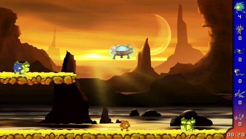 Beam 'Em Up (PSP) screenshot: Gameplay from the first level