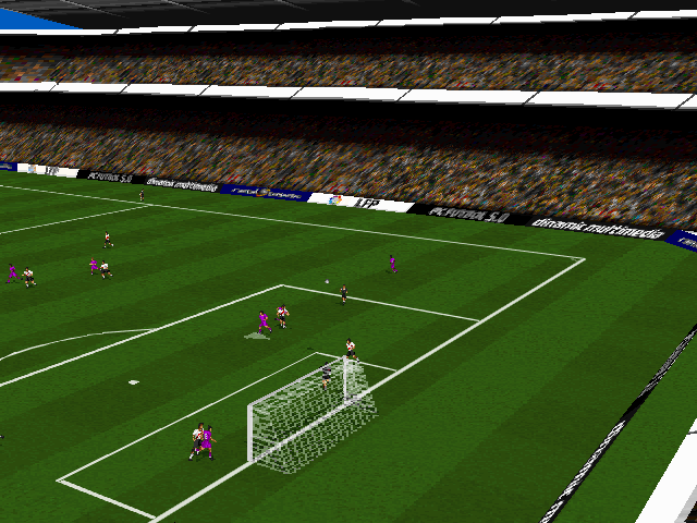 PC Fútbol 5.0 (DOS) screenshot: View from another camera