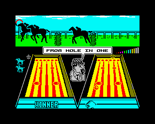 Kentucky Racing (ZX Spectrum) screenshot: YEAAAH! HE WON...or I won...I mean...oh forget it!