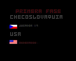 Mundial de Fútbol (ZX Spectrum) screenshot: And here's the game we have for you today, it's Czechoslovakia versus the United States of America