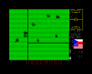 Mundial de Fútbol (ZX Spectrum) screenshot: And there is the half time whistle