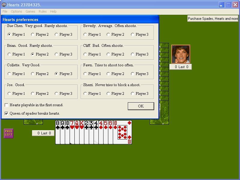Funcrd Card Games (Windows) screenshot: The way each player behaves can also be configured