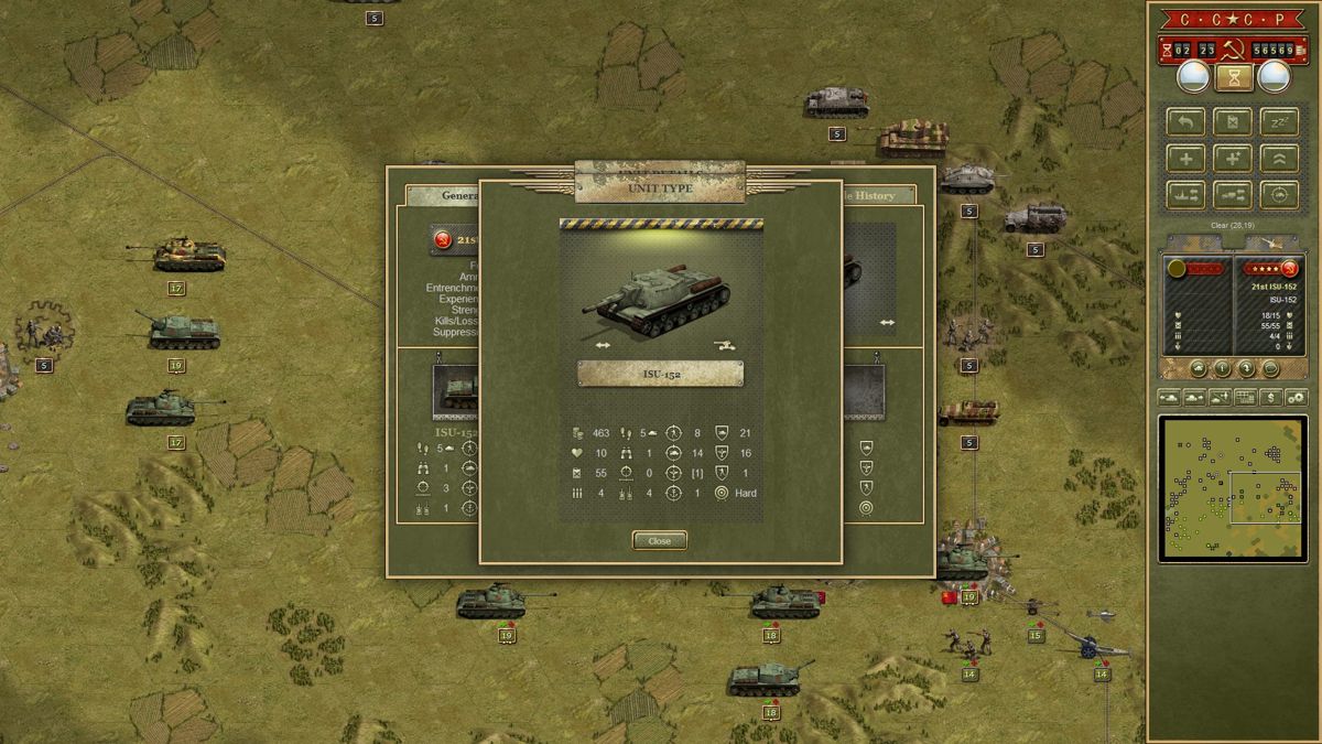 Panzer Corps: Soviet Corps (Windows) screenshot: Some units can be switched from one type to another, i.e. from artillery to anti-tank and vice-versa