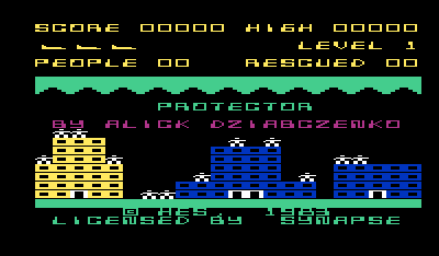 Protector (VIC-20) screenshot: Title screen.