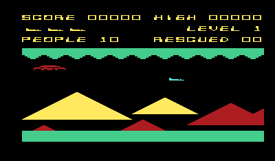 Protector (VIC-20) screenshot: An indestructible alien ship.