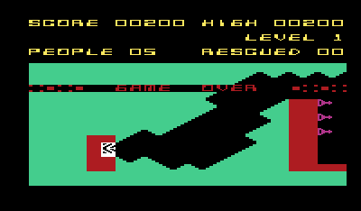Protector (VIC-20) screenshot: Game over.