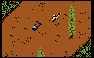 Star Wars: Return of the Jedi (Commodore 64) screenshot: I'm being chased on a speeder