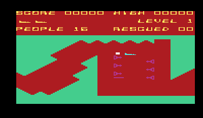 Protector (VIC-20) screenshot: Touching almost anything will destroy your ship.