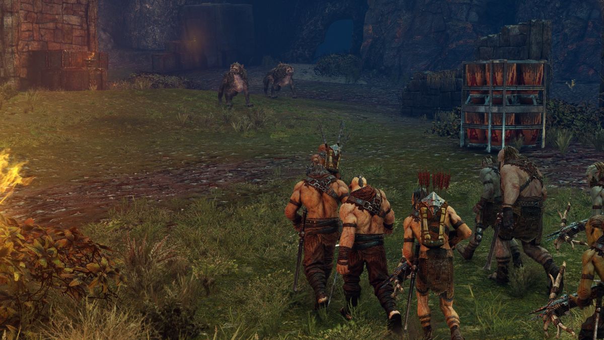 Middle-earth: Shadow of Mordor (Windows) screenshot: Orcs go hunting