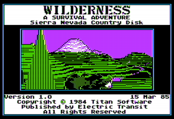 Wilderness: A Survival Adventure (Apple II) screenshot: Title Screen