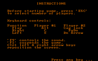 Conquest (PC Booter) screenshot: Instructions (demo version)