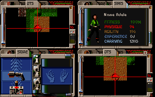 Hired Guns (DOS) screenshot: Minimaps