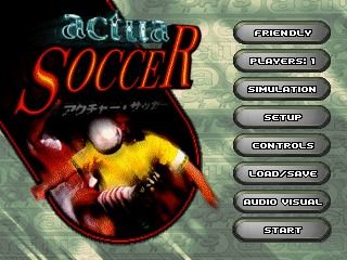 VR Soccer '96 (SEGA Saturn) screenshot: Main menu.