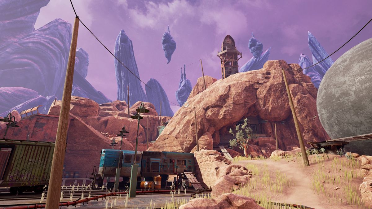 Obduction (Windows) screenshot: Train generator and tower