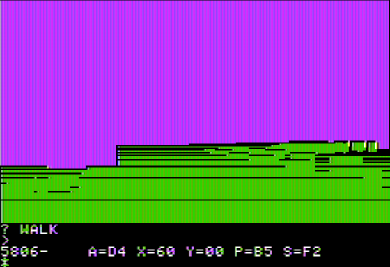 Wilderness: A Survival Adventure (Apple II) screenshot: Using my Compass to turn Magnetic West