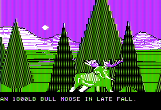 Wilderness: A Survival Adventure (Apple II) screenshot: See the Moose!